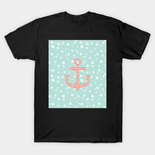 Chevron Anchor Coral Turquoise Blue T-Shirt